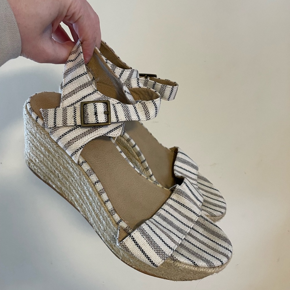 Striped Espadrille Wedge Sandals